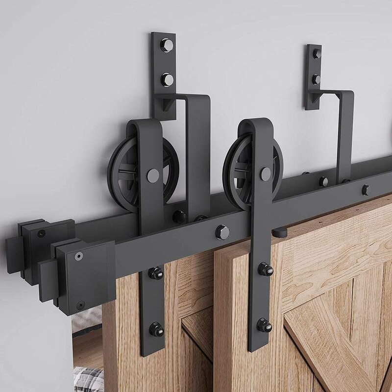 winsoon Big Spoke Wheel Double Bypass Double Door Barn Door Hardware